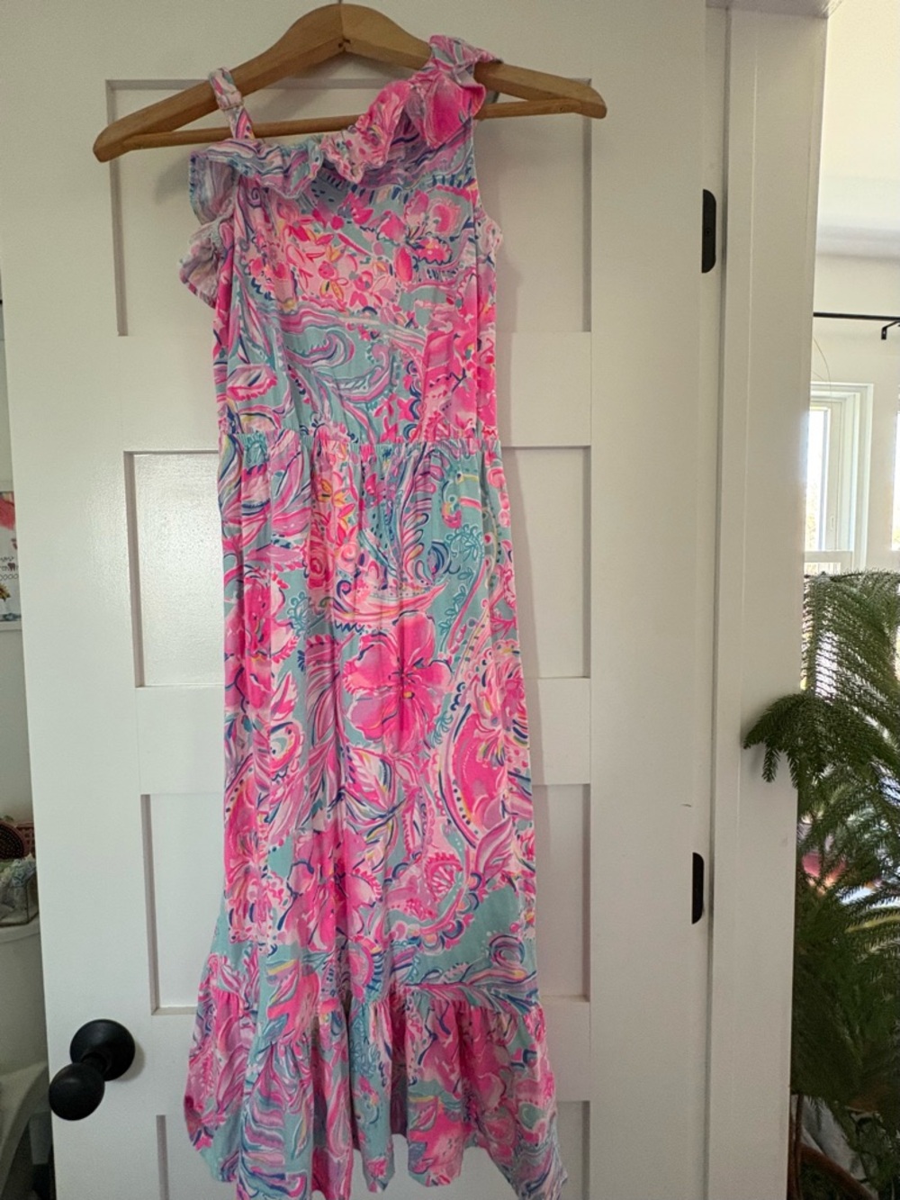 Lilly Pulitzer Pink Aqua Swirl Top with Gold Logo